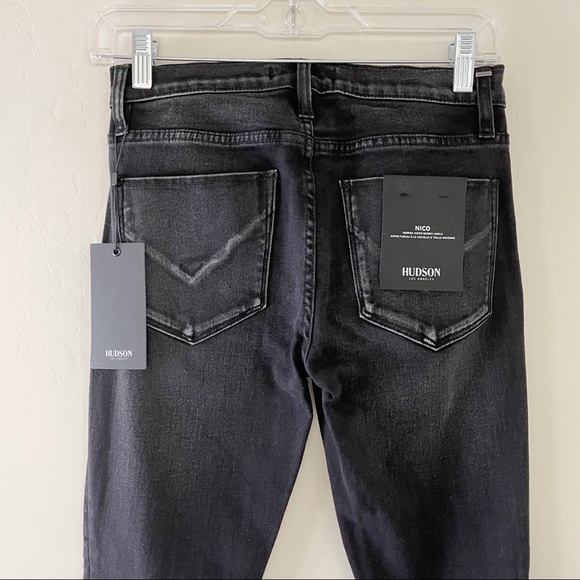 Hudson Nico Midrise Super Skinny Ankle Jeans Star Embellishments Black - Picture 13 of 16